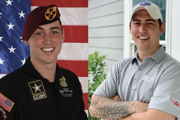 Side-by-side view of a Window World design consultant and U.S. Army member Side-by-side view of a Window World design consultant and U.S. Army member