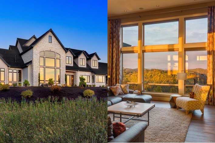 View from inside and outside of windows in a home View from inside and outside of windows in a home